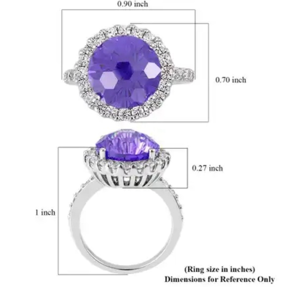 Lustro Stella HoneyComb Cut Finest Blue Spinel Color & White CZ Halo Ring NWT - Picture 5 of 8